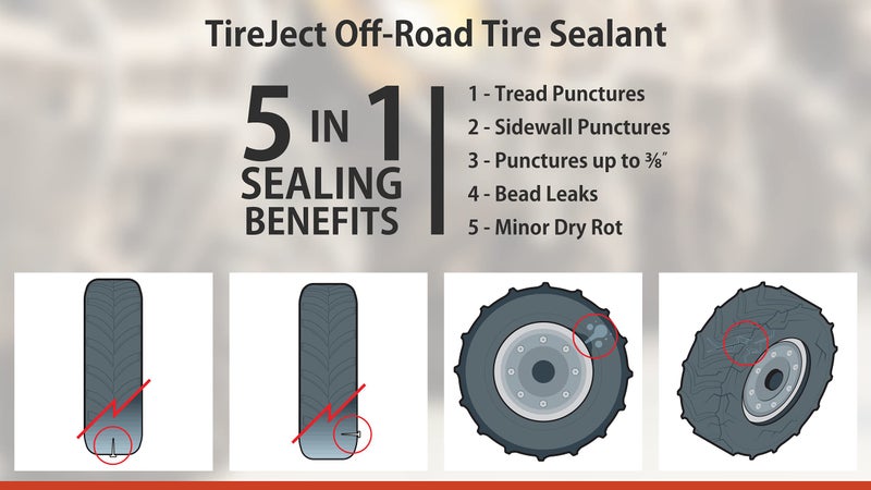 TireJect Lawn Mower Tire Sealant Kit with Sealant Injector - 5-in-1 Flat Tire Repair & Flat Tire Protection for punctures  Slow Bead leaks  Minor Dry Rot Caused by Nails  Thorns  Screws  Antlers - Image 5